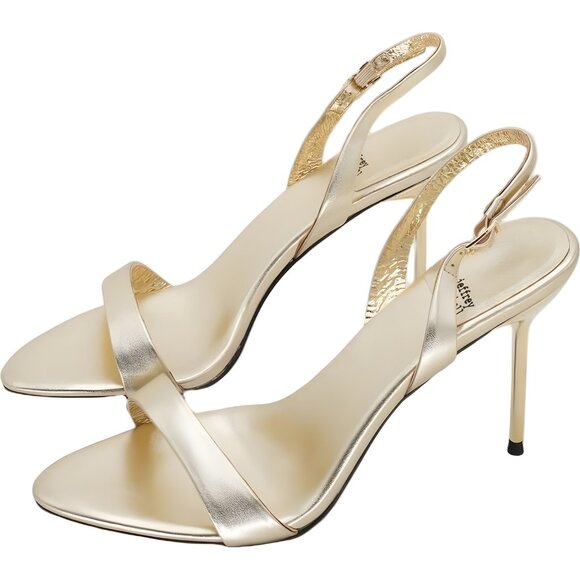 Jeffrey Campbell Go Getter Metallic Slingback Dress Sandals Gold US 10M - Picture 2 of 6